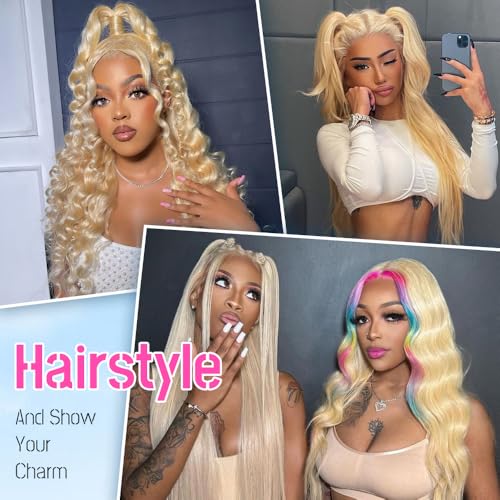 613 Lace Front Wig Human Hair 200 Density Blonde Wig Human Hair 12A 13x6 HD Lace Front Wigs Pre Plucked With Baby Hair 613 Wig Glueless Wigs 24 Inch