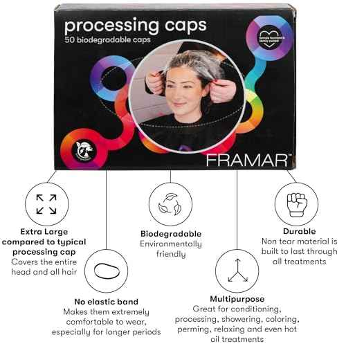 FRAMAR XL Processing Caps For Hair Color - Disposable Shower Caps For Women, Hair Coloring Cap, Processing Cap Disposable, Salon Essentials ? No Elastic Trim ? 50 Count