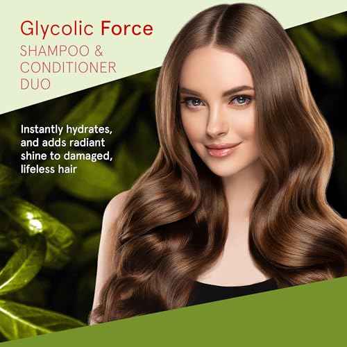 INOAR Glycolic Force Shampoo & Conditioner Bundle with Glycolic Acid for Deep Cleansing, Intense Hydration & Renewed Shine, 33.8 & 27 Fl Oz