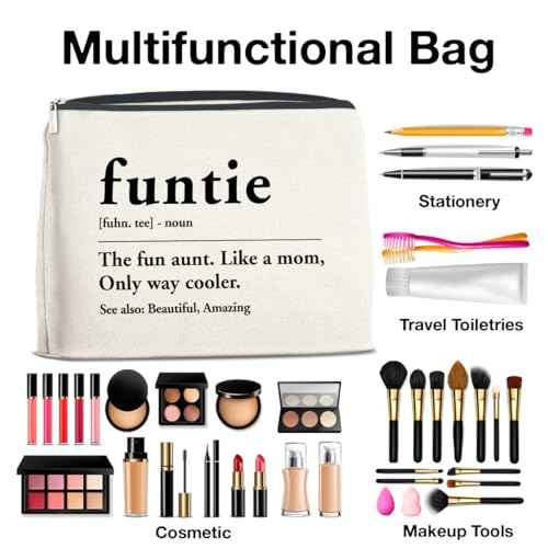 YeleY Funny Auntie - for Auntie Birthday Christmas Mother's Day - Auntie Gift Ideas - Auntie Makeup Bag - Funtie Definition Cosmetic Bag Makeup Zipper Pouch