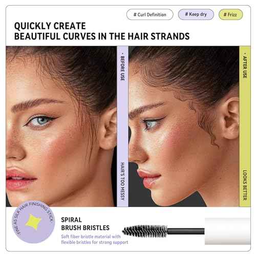 BestLand Double-Head Hair Finishing Stick ? Non-Greasy Flyaway Tamer with Mascara Brush & Comb Tip, Styling Gel Wax Stick for Bangs & Baby Hair Control