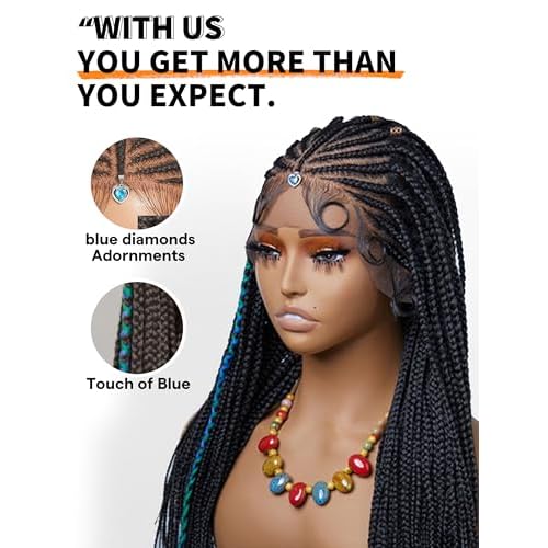 GORGIUS Braided Lace Front Wigs Pre Plucked Knotless Box Braid Wig with Baby Hair Pre Braided Glueless Synthetic Cornrown Wig For Women
