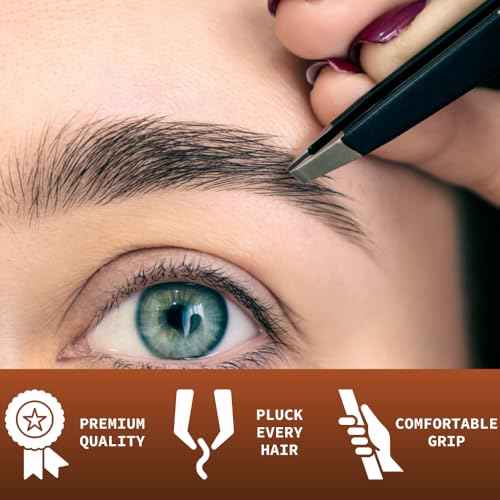 NARZ 4Pcs Professional Tweezers for Women Facial Hair Stainless Steel Precision Tweezers for Ingrown Hair Eyebrow Tweezer for Men & Women (Black Set)