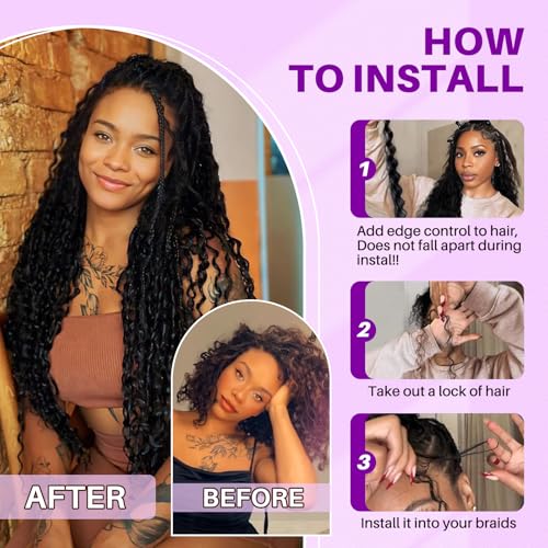 Human Braiding Hair for Boho Braids, Deep Wave Bulk Boho Braids Human Hair for Knotless Curly Bohemian Water Wave Braiding 110g 24 Inch Auburn Ginger (3 No Weft Bundles/Pack)