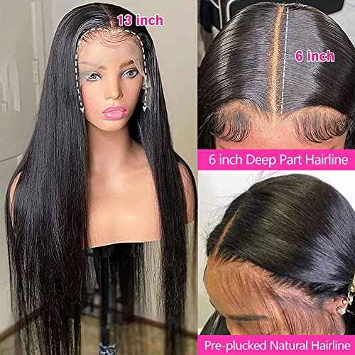 13x6 Straight Lace Front Wigs Human Hair 200 Density HD Transparent Lace Frontal Human Hair Wigs for Women Glueless Wigs Human Hair Pre Plucked 28 Inch