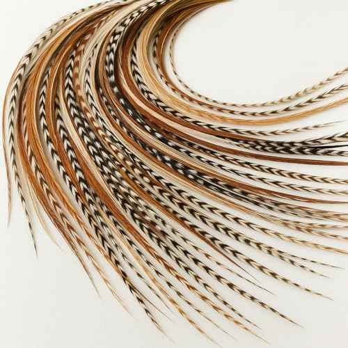 25 Feather Hair Extension Kit 7"-13" long ? 100% Real Rooster Feathers ? Long, Natural Strands by Sexy Sparkles (Natural)