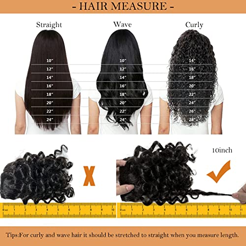 Anrosa Water Wave Clip in Hair Extensions Human Curly Hair Natural Black 1B Double Weft for Black Women, Wave, 20 Inch 120 Gram