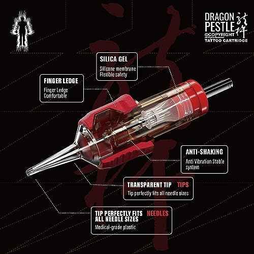 DRAGON PESTLE Tattoo Needles - Standard #1201RL(0.35mm) 20Pcs Disposable Tattoo Cartridge with Membrane Safety Cartridges for Tattoo Round Liner