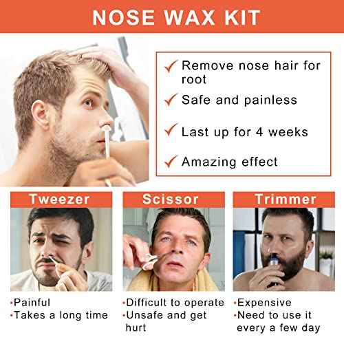 Nose & Ear Hair Wax Kit for Men & Women, 100g Wax with 20 Applicators, Safe Home Grooming Solution for Painless 15-20 Time Usage