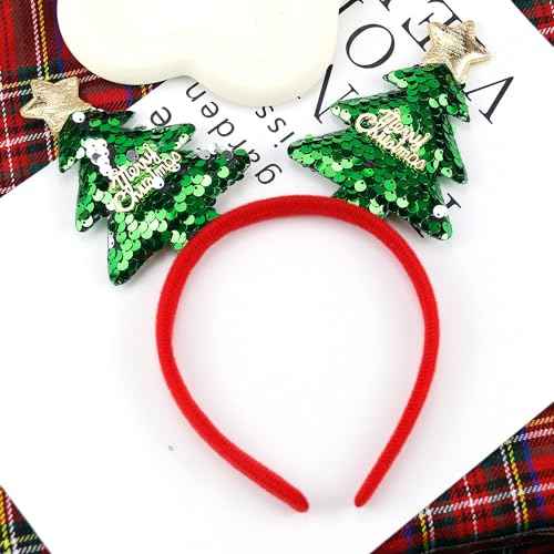 BELSITA 1Pcs Christmas Headbands for Kids Adults Christmas Hairbands Xmas Tree Head Hat Toppers for Christmas Holiday Party Hair Accessories Photos Booth Headdress Gift Supplies