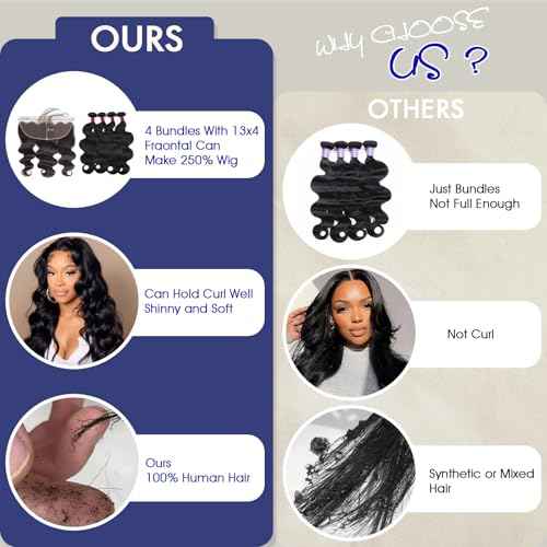12A Brazilian Human Hair Bundles Body Wave Single Bundle Virgin Hair Bundles Body Wave Human Hair Sew in Weave Natural Black Color Hair 26 inch