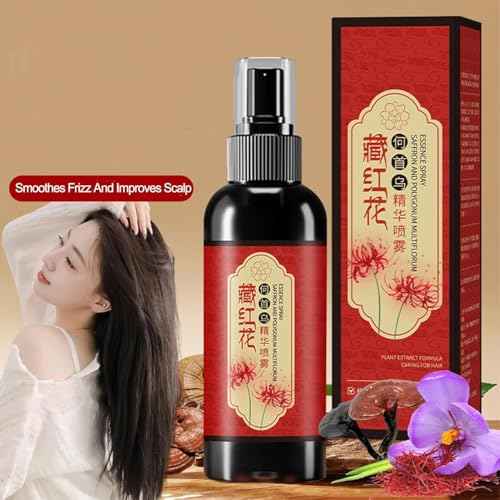 Herbal Black Hair Spray, Saffron Hair Blackening Spray, Affron And Polygonum Multiflorum Essence Sprays, Leaving Hairs Shiny Non-Frizzy
