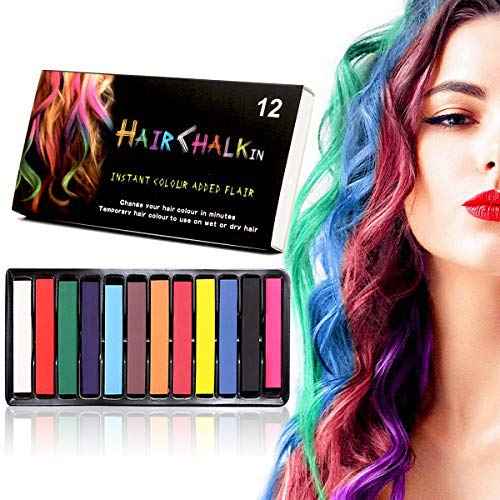 Temporary Hair Chalk Washable Hair Color for Kids, Teens, Halloween Cosplay Parties 12 Bright Colors Hair Dye Comb,Birthday Gift Christmas Gift for girls boys