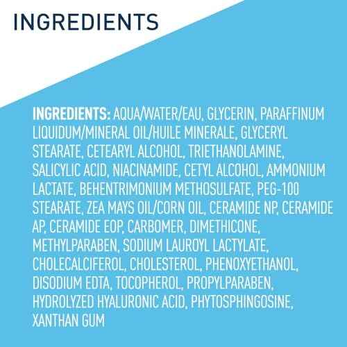 CeraVe Moisturizing Cream with Salicylic Acid, Exfoliating Body Cream with Lactic & Hyaluronic Acid, Niacinamide, and Ceramides, Fragrance Free & Allergy Tested, 12 Ounce