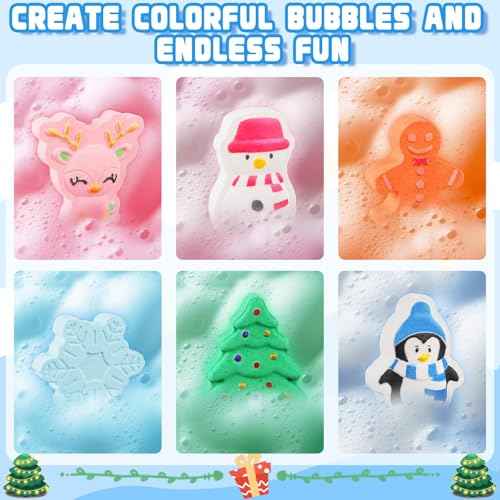 6 Pack Christmas Bath Bombs Gifts for Women, Xmas Tree Gingerbread Snowflake Bathbombs Set Bubble Bath Bombs, Unique Christmas Gifts for Adults Women Xmas Winter Birthday Party Favors