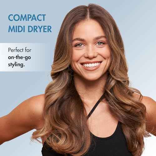 Compact Midi Hair Dryer, 1000 watts, Great for Travel or touchups, Includes Diffuser and Concentrator