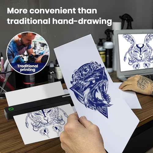 Tattoo Stencil Printer with 10pcs Transfer Paper and Thermal Paper,Tattoo Machine for Beginners&Artists,Portable Bluetooth Wireless Inkless Printer Compatible with Phone/Pc