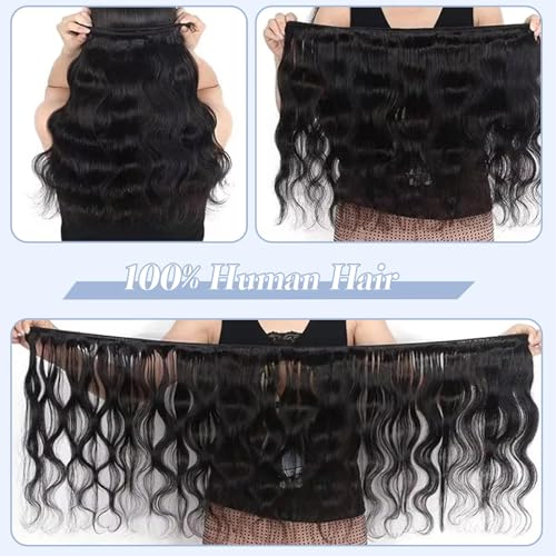 Body Wave Bundles Human Hair 20 22 22 Inch 12A Grade 100% Unprocessed Brazilian Virgin Hair Body Wave 3 Bundles Deals Real Human Hair Extensions For Black Women Natural Black