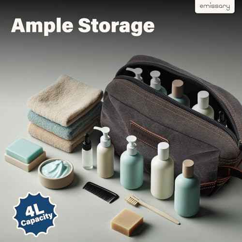 emissary Toiletry Bag for Men, Canvas Travel Toiletry Bag Men's Dopp Kit, Water-resistant Bathroom Bag Mens Shaving Kit, Travel Kit Small Bags, Shaving Bag, Toiletry Bags
