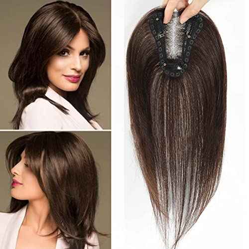 Hair Toppers for Women Real Human Hair,Hairs Toppers for Women No Bangs Top Hairs Extensions Pieces Wiglets Upgrade Lace Base 12inch