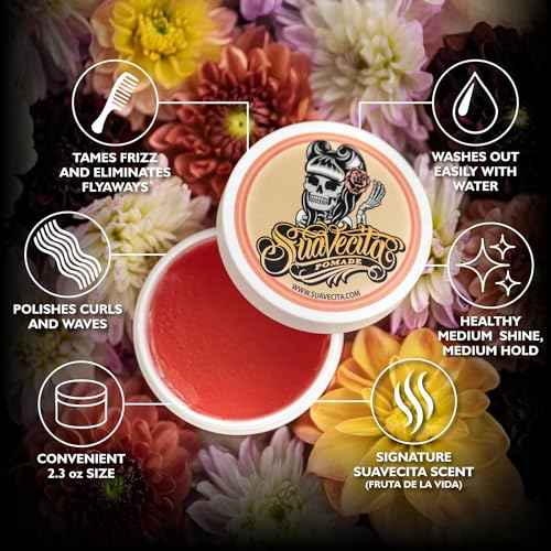Suavecita Pomade for Women 2.3 oz Can - Medium Hold, High Shine, Water Based, Wax Like Flake Free - All Day Hair Free Gel Hairstyles Easy to Wash Out