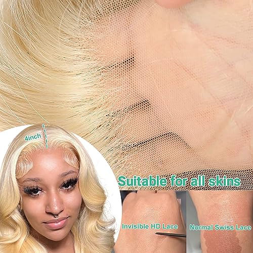 613 Lace Front Wig Human Hair 13x4 Body Wave Blonde Lace Front Wigs Human Hair 180% Density 613 HD Lace Frontal Wig Pre Plucked With Baby Hair 22 Inch