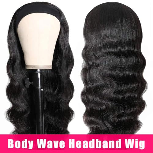 Body Wave Headband Human Hair Wig 22 Inch Headband Half Wigs Human Hair 10A Brazilian Glueless Human Hair Wigs None Lace Front Wigs Virgin Curly Human Hair Wigs 150% Density Natural Color
