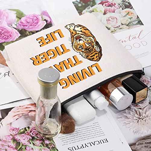 CMNIM Tiger Makeup Bag Tiger Themed Pouch Bag Living That Tiger Life Gift for Tiger Lovers Fans (Tiger Makeup Bag)