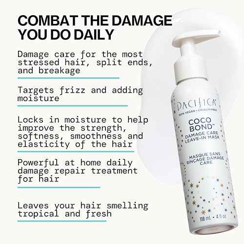 PACIFICA Beauty, Coco Bond Damage Care Leave-In Repair Mask Treatment, Dry & Damaged Hair from Bleach, Color, Chemical Services, Chlorine, & Heat, Coconut, Vegan