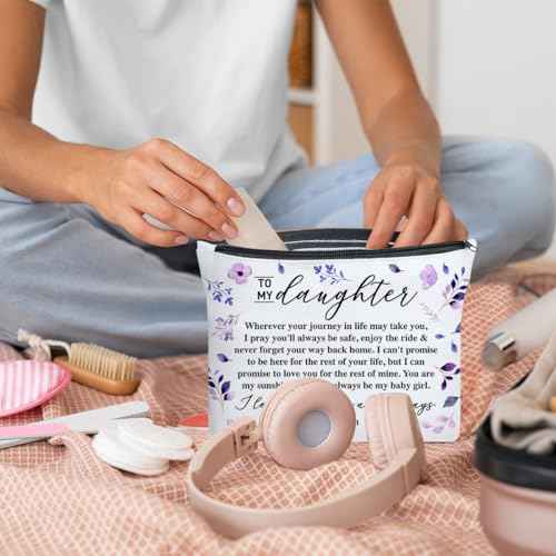 Daughter Gift from Mom, Christmas, Birthday, Graduation Gift for Daughter from Mother Makeup Bag, You Are My Sunshine