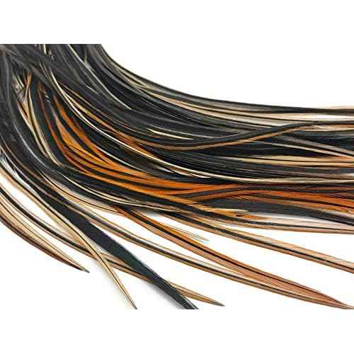 Moonlight Feather | 6 Pieces - Furnace Thick Long Rooster Hair Extension Feathers Whiting Hackle