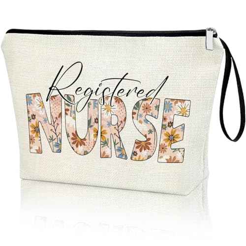 Registered Nurse Gifts RN Theme Makeup Bag For Women Zipper Organiser Cosmetic Case Pouch Nurse Weekend Christmas Nurse Gifts for Women RN Graduation Grad Gifts New Nurses