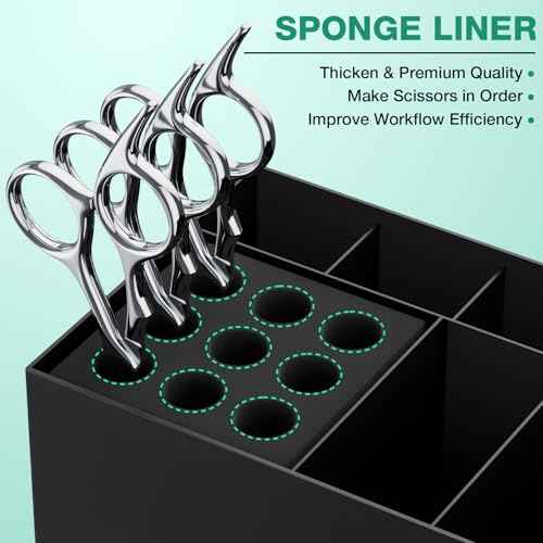 Noverlife Hair Salon Scissor Holder Box, Shear Holder for Stylist, Professional Hairdressing Scissors Rack Barber Organizer Box for Storage Combs Clips Brushes Holder, Barber Supplies Shear Case