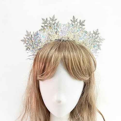 Soochat Snowflake Head Boppers Headband Glitter Christmas Snowflake Headband for Christmas Party Accessory (9.1 x 7.9 inch)