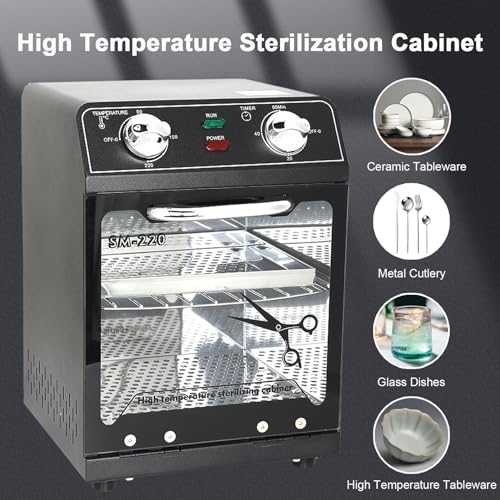 Nail Tool Sterilizer with Timer 8L Multifunctional High Temperature Dry Box Stainless Steel with 1 Stainless Tray for Nail Tools, Tweezers, Other Metal Equipment