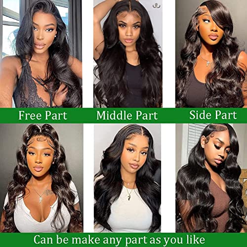 Douyin Body Wave Lace Front Wigs Human Hair Pre Plucked 22 Inch 180% Density 13x4 HD Lace Front Wigs For Women Glueless Transparent Human Hair Wig Natural Black Color
