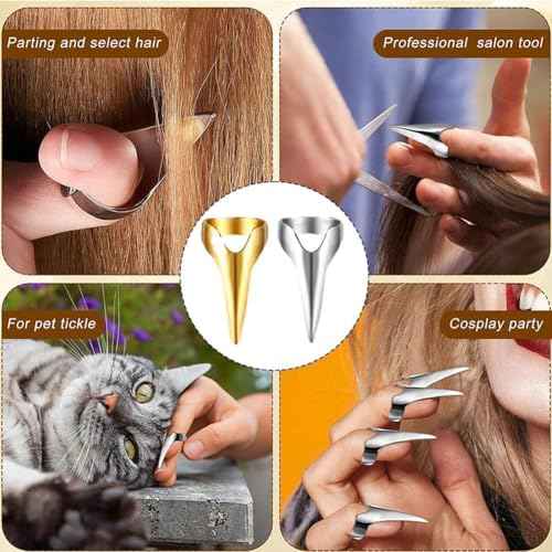 10Pcs Metal Full Finger Rings, Multi-Functional Hair Parting Tools for Cosplay, Hairstyling and Braiding, Retro Punk Claws Design with Anti-Slip Grip, Hair Extension Accessories