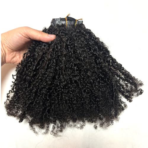 Kinky Curly Clip in Hair Extensions Real Human Hair Seamless PU Clip ins Hair Skin Weft 7pcs/set 120g 18inch for Black Women