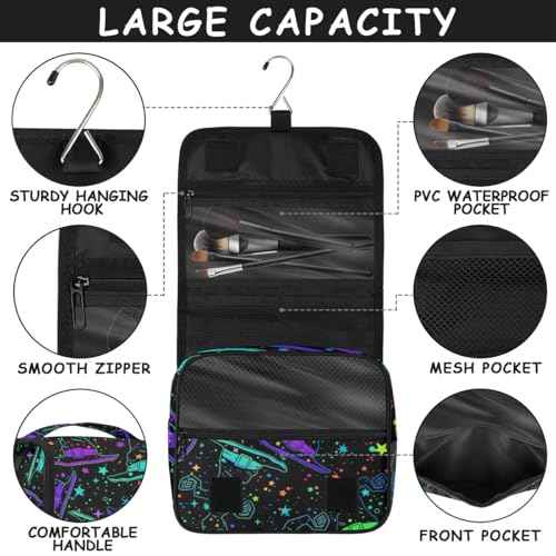 Hanging Toiletry Bag Halloween Witch Hat Women Travel Makeup Bag Organizer Toiletries Bag for Travel Size Essentials Accessories Cosmetics