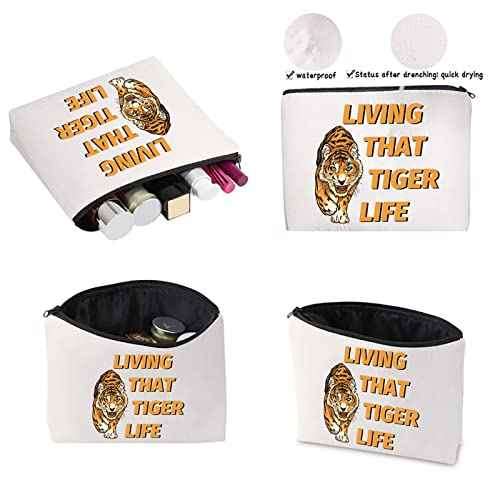 CMNIM Tiger Makeup Bag Tiger Themed Pouch Bag Living That Tiger Life Gift for Tiger Lovers Fans (Tiger Makeup Bag)