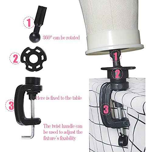 Leeven 21"-24" Poly Canvas Block Head Professional Mannequin Canvas Head for Making, Drying,Styling Wigs with Table Clamp Stand 22 Inch