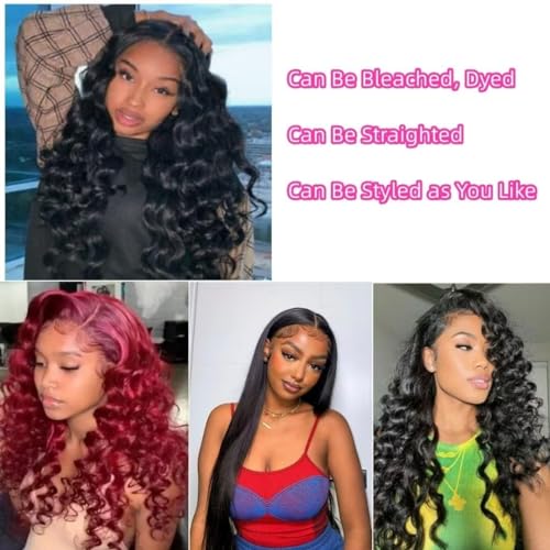 Hair Loose Wave Bundles Human Hair Brazilian Virgin Hair Loose Wave Human Hair Bundle Natural Black Color Can Be Dyed and Styled Total 300g 14 14 14 Inch