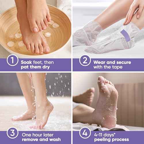 Foot Peel Mask - Foot Mask for Baby Soft Skin - Remove Dead Skin, Dry, Cracked Feet & Callus, Foot Spa, Made with Aloe Vera Extract for Women and Men (2 Pair (Pack of 1), Lavender)