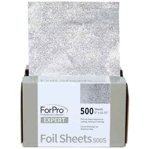 ForPro Professional Collection Expert Embossed Foil Sheets 500S, Aluminum Foil, Pop-Up Foil Dispenser, Hair Foils for Color Application and Highlighting Services, Food Safe, 5"W x 10.75"L, 500-Count