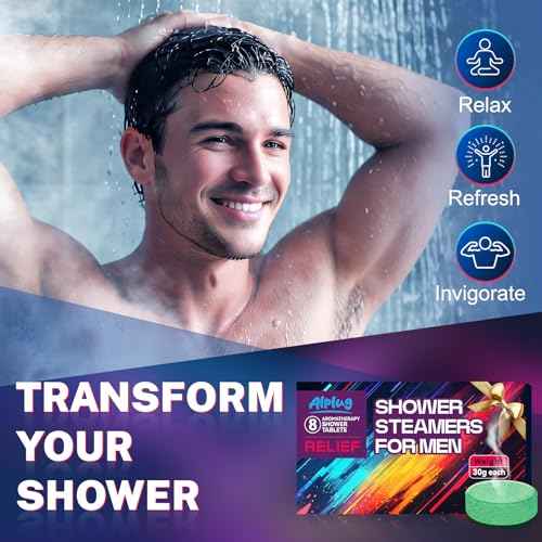 Shower Steamers for Men 8 Pack - Christmas Gifts for Men, Shower Bombs Aromatherapy with Essential Oils, Mens Stocking Stuffers, Gifts for Mens Who Have Everything, Relaxation Gift for Dad Husband