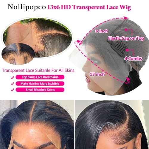 26 Inch Lace Front Wigs Human Hair HD Straight 13x6 Pre Plucked 180% Density Glueless Wigs for Black Women