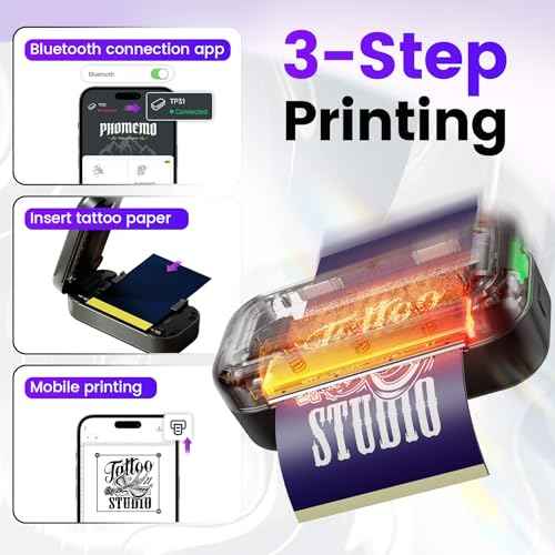 Tattoo Stencil Printer, TP31 Mini Thermal Tattoo Printer Machine with 30pcs Transfer Paper, Bluetooth Stencil Printe for Temporary Tattoos, Artists & Beginners, Compatible with Smartphone & Tablet