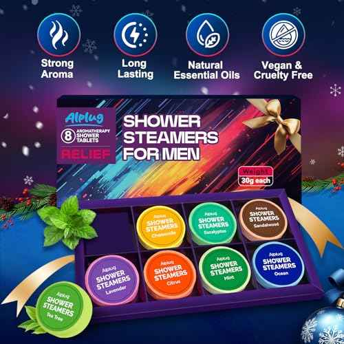 Shower Steamers for Men 8 Pack - Christmas Gifts for Men, Shower Bombs Aromatherapy with Essential Oils, Mens Stocking Stuffers, Gifts for Mens Who Have Everything, Relaxation Gift for Dad Husband