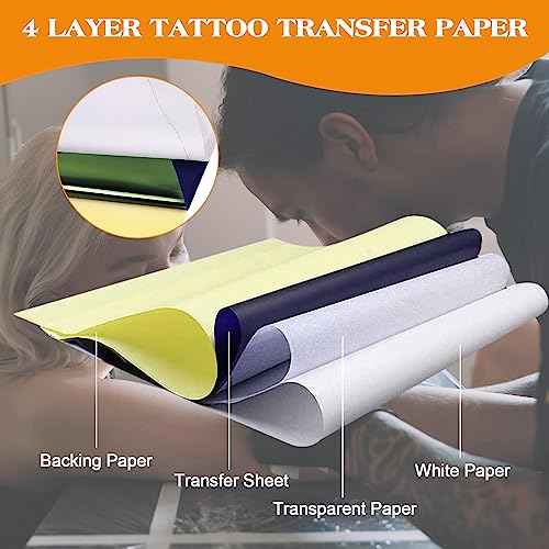 Tattoo Practice Skin With Transfer Paper - 35Pcs Kit Including 10Pcs Double Side Skin and 25Pcs Stencil Paper for Supplies