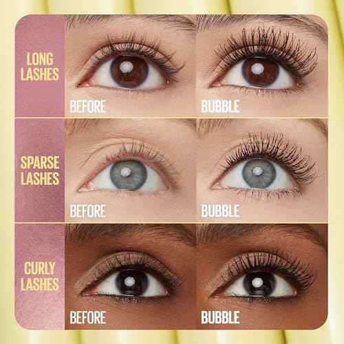 Maybelline The Colossal Bubble Washable Mascara, Buildable Mascara Volume and Length Formula for Bold, Separated Lashes, Blackest Black, 1 Count